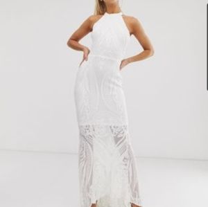 Club L London sequin cut away maxi dress